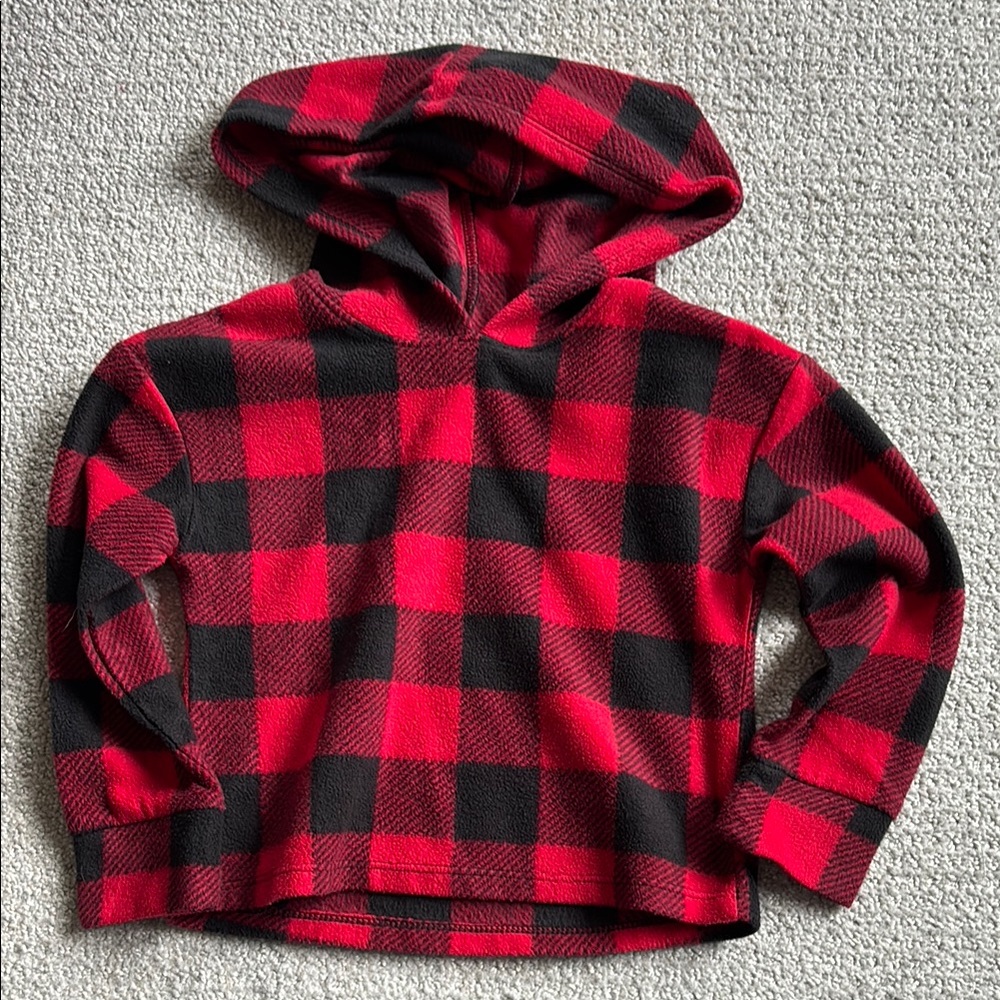 Kids Red and Black Plaid Hoodie